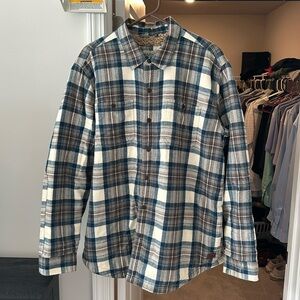 L.L. Bean Large Men’s Sherpa-Lined Scotch Plaid Shirt, Slightly Fitted